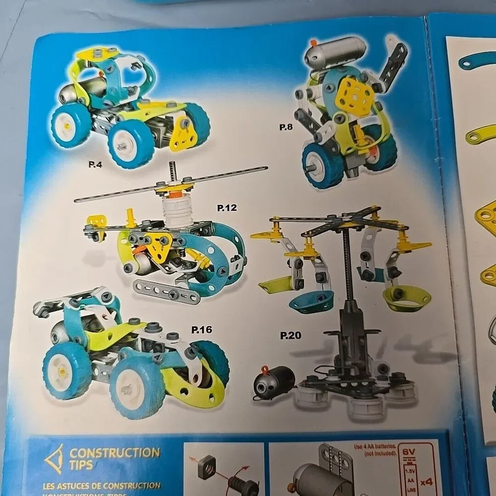ERECTOR Motorized Construction 10 Models‎ 6v Motor 100+ Parts NOT Complete READ